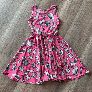 DOT DOT SMILE Hot Pink Girls Tank Dress Owl Bird House Print Size 5/6 Kids